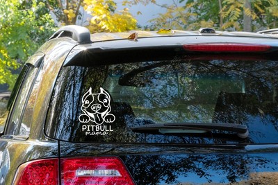Pit Bull Mama Cute Pet Dog Decal Vinyl car home window graphic sticker 8 in W