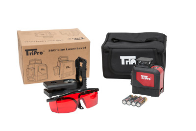 3D 360° Plane / Line Auto-Level Red Rotary Cross Laser TriPro Receiver/Detector
