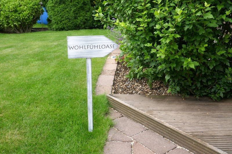 Gartenstecker Holzstecker Wegweiser Schild Garten Holz Biergarten Lieblingsplatz