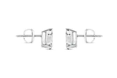 Pre-owned Shine Brite With A Diamond 2.75 Ct Pear Teardrop Cut Earrings Studs Solid 14k White Gold Screw Back Basket In White/colorless