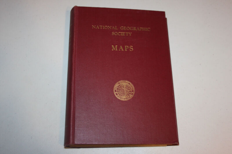 Vintage National Geographic Society Maps in Binder, 7 maps from the 1940