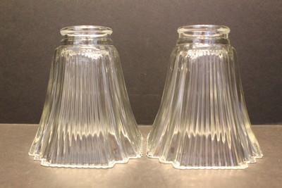 RetroVintageArt Deco Clear Ribbed Glass Vanity Light Shade 2quot Opening