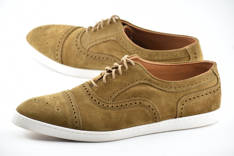 ALLEN EDMONDS 13D OLIVE SUEDE STRAND OXFORD DRESS SNEAKERS 