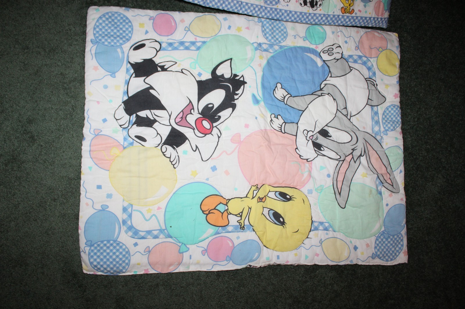 Vintage Baby Looney Tunes Balloon Nursery Crib Blanket Quilt Bumper Pads Bedding