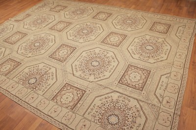 8'8'' x 11'7'' as is Asmara Hand woven French Needlepoint 100% wool Area rug Tan