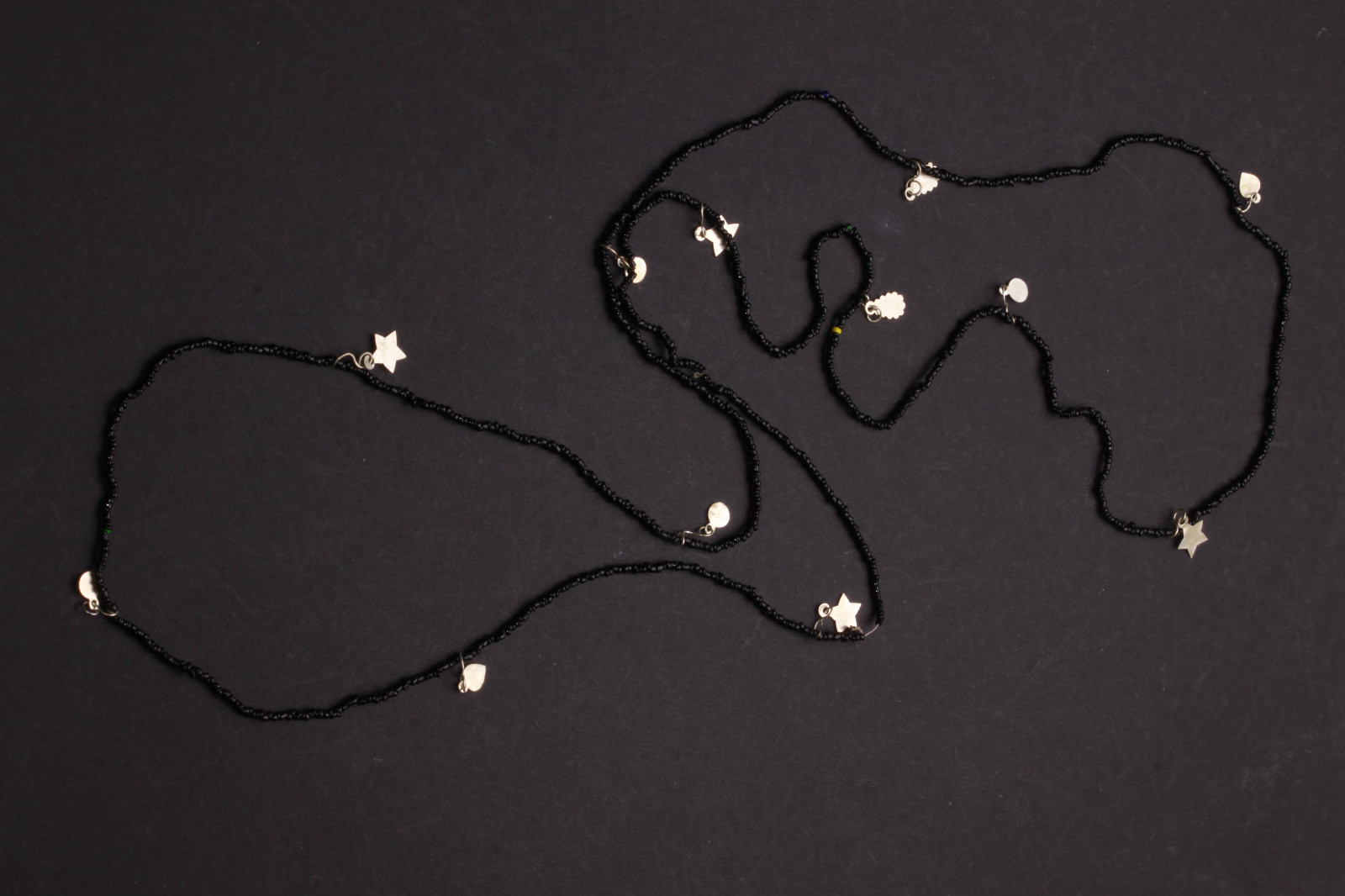 Hearts /& Bell Charms Necklace Zx24//86//100//156 Witch Works Black Beaded Stars