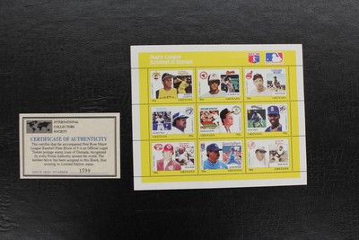 MLB GRENADA Baseball players Stamps Clemente Rose Babe Ruth Coa