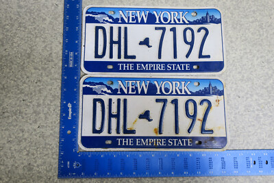 NEW YORK LICENSE PLATE PAIR SET TAG SKYLINE NIAGRA FALLS EMPIRE STATE DHL-7192