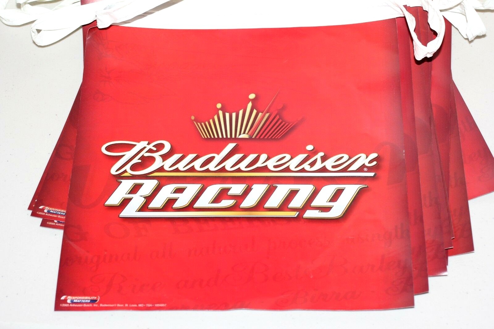 Budweiser Racing 2005 Pennant Banner 20 Double Sided Flags 29 Feet (Lot#887)