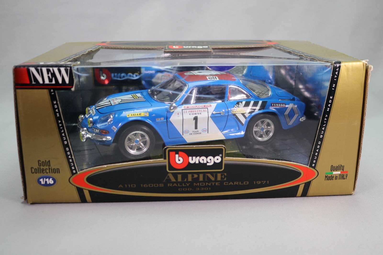 LJ986 BURAGO GOLD 3301 1/16 1:16 Rare Alpine A110 1600S WRC