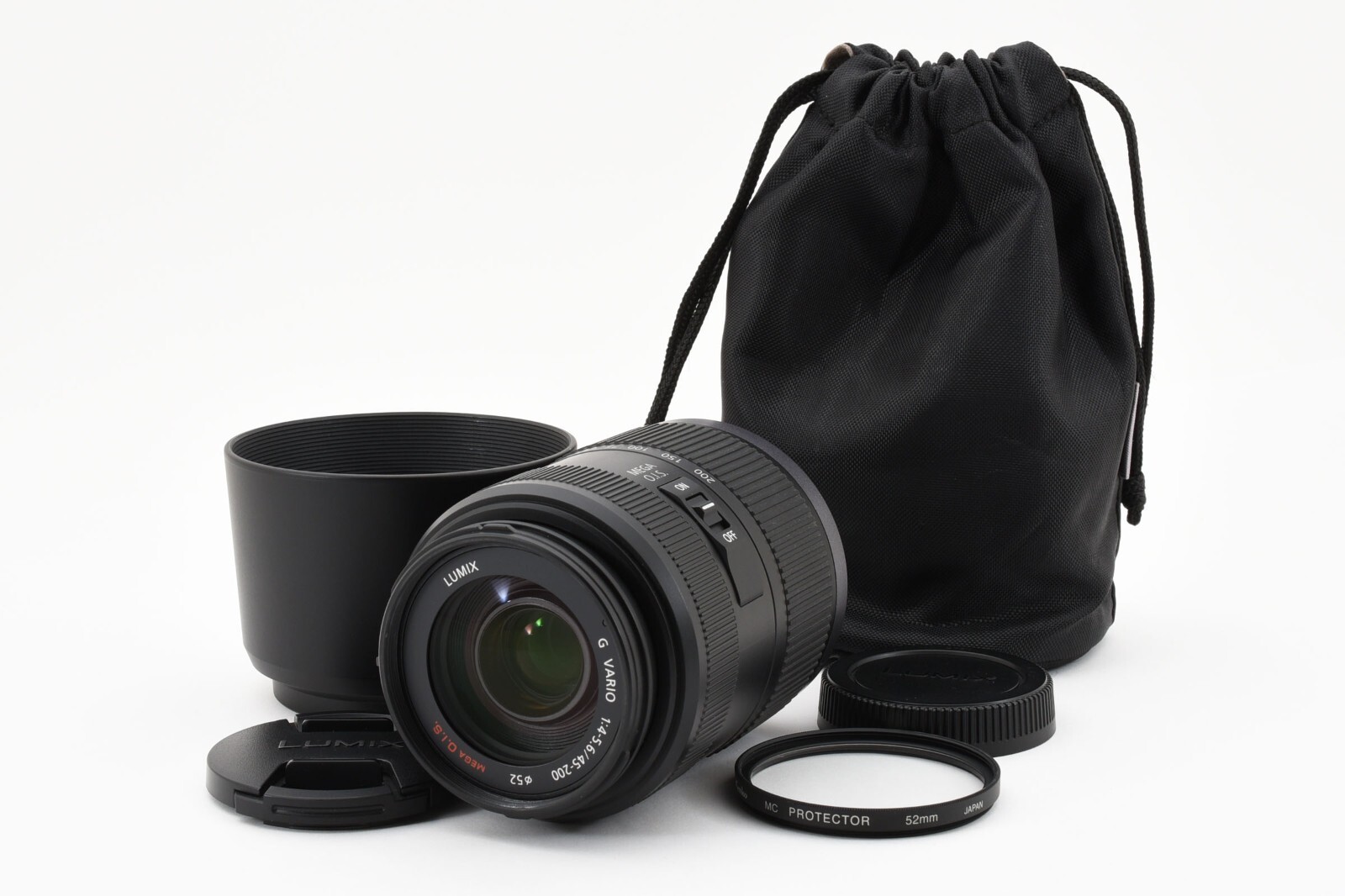Panasonic LUMIX G VARIO 45-200mm F/4-5.6 Lens w/Hood, Case