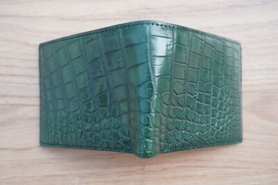 Green Genuine Crocodile Alligator Belly Leather Skin MEN'S BIFOLD Wallet #C35
