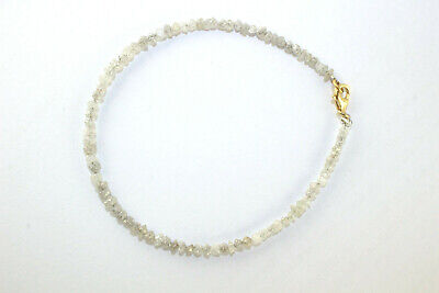 Pre-owned Big-diamonds Grey Rough Uncut Diamond Beads Bracelet With 18k Gold Lobster Clasp 2.50-3.00 Mm In Gray