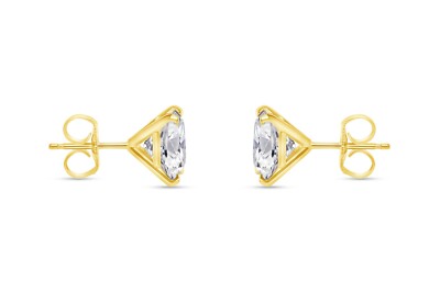 Pre-owned Shine Brite With A Diamond 4.50 Ct Princess Cut Earrings Studs Real Solid 14k Yellow Gold Push Back Martini In White/colorless