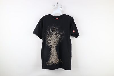 Deadstock Vintage Element Skateboards Mens Small Spell Out Skeleton Tree T-Shirt