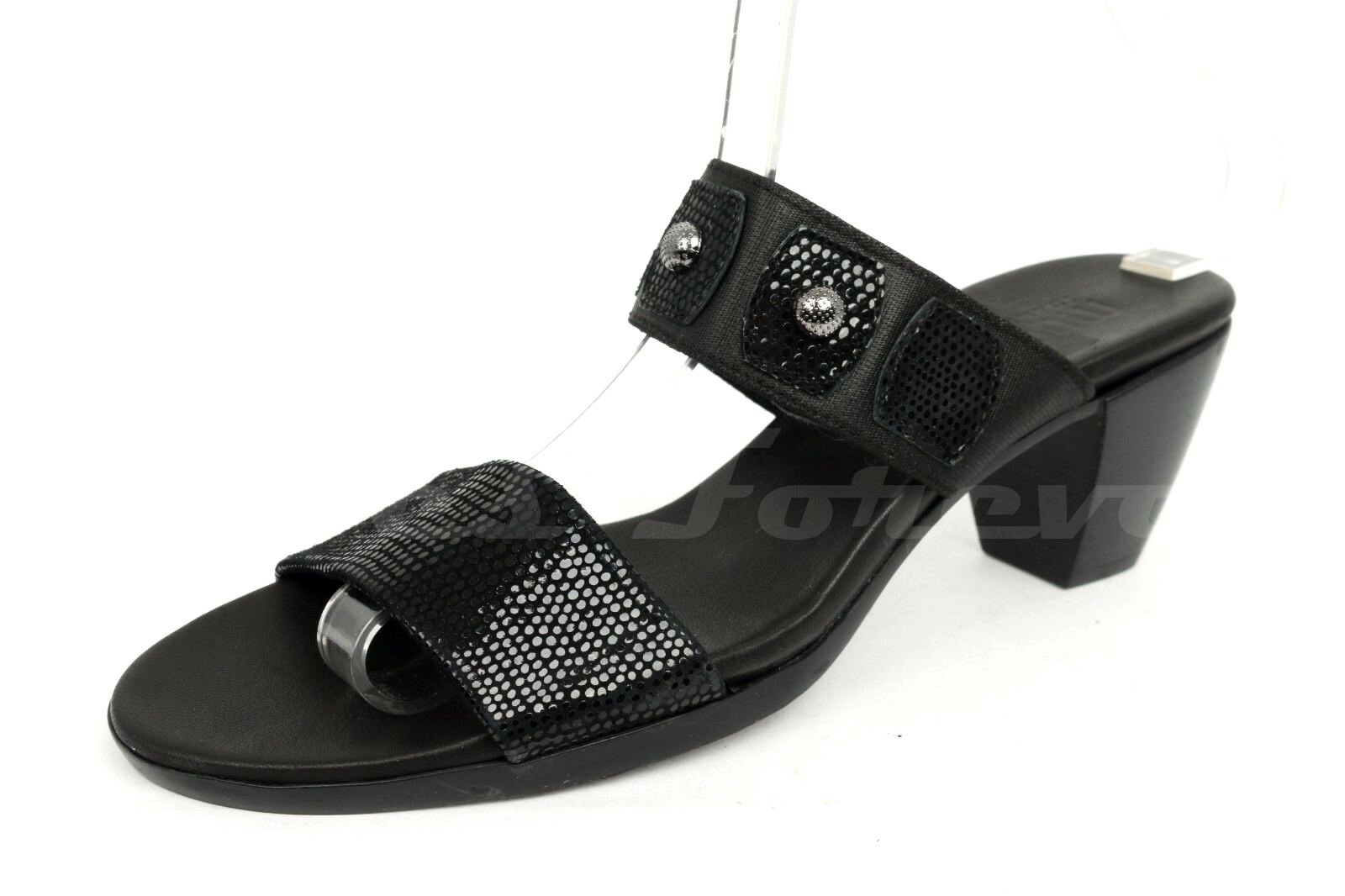 Womens Munro 214003 Black Leather Low Heel Slip On Slides Sandals Size 7 SS New