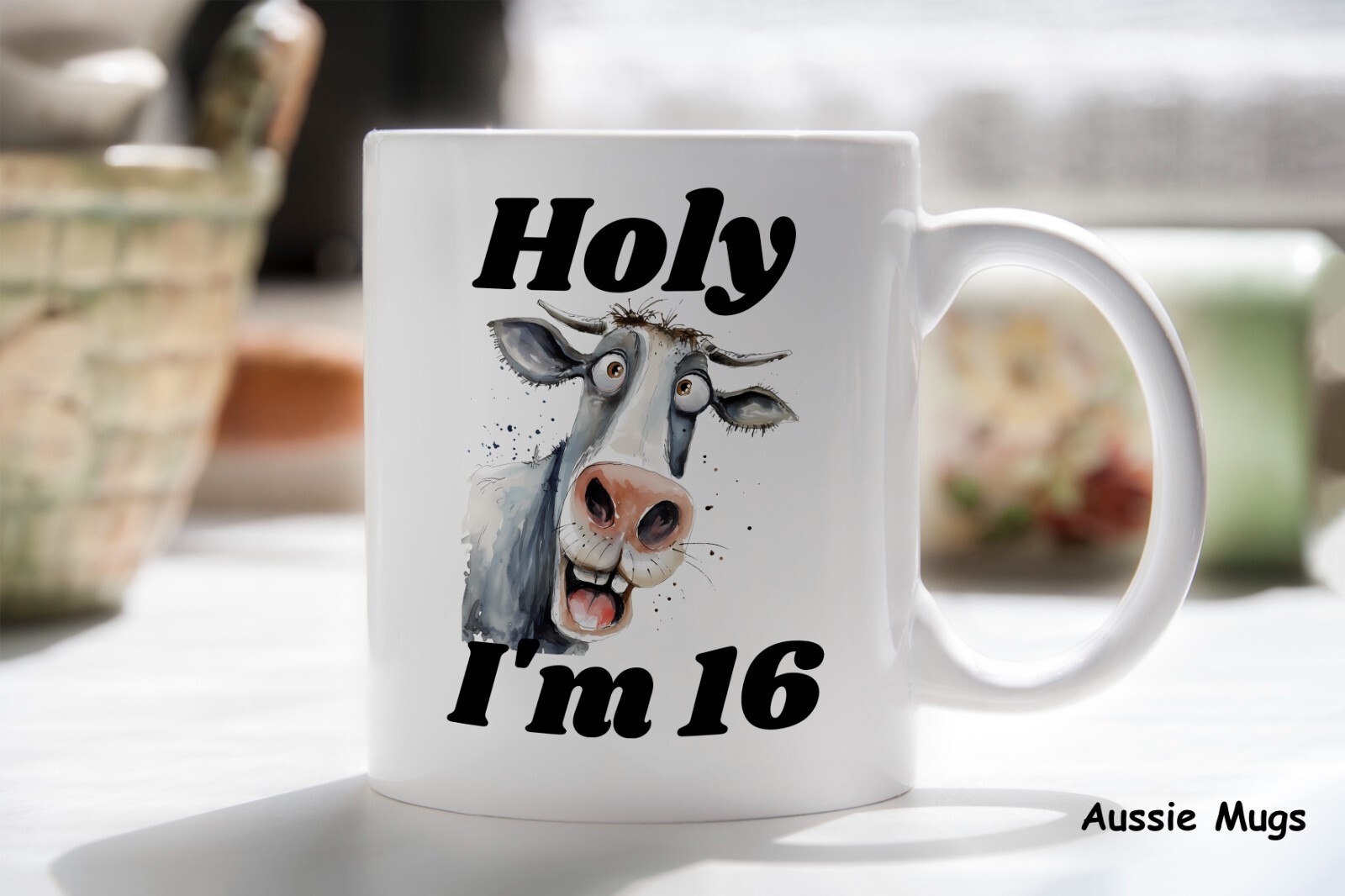 Holy cow I'm 16th birthday novelty mug coffee cup for 16 year old