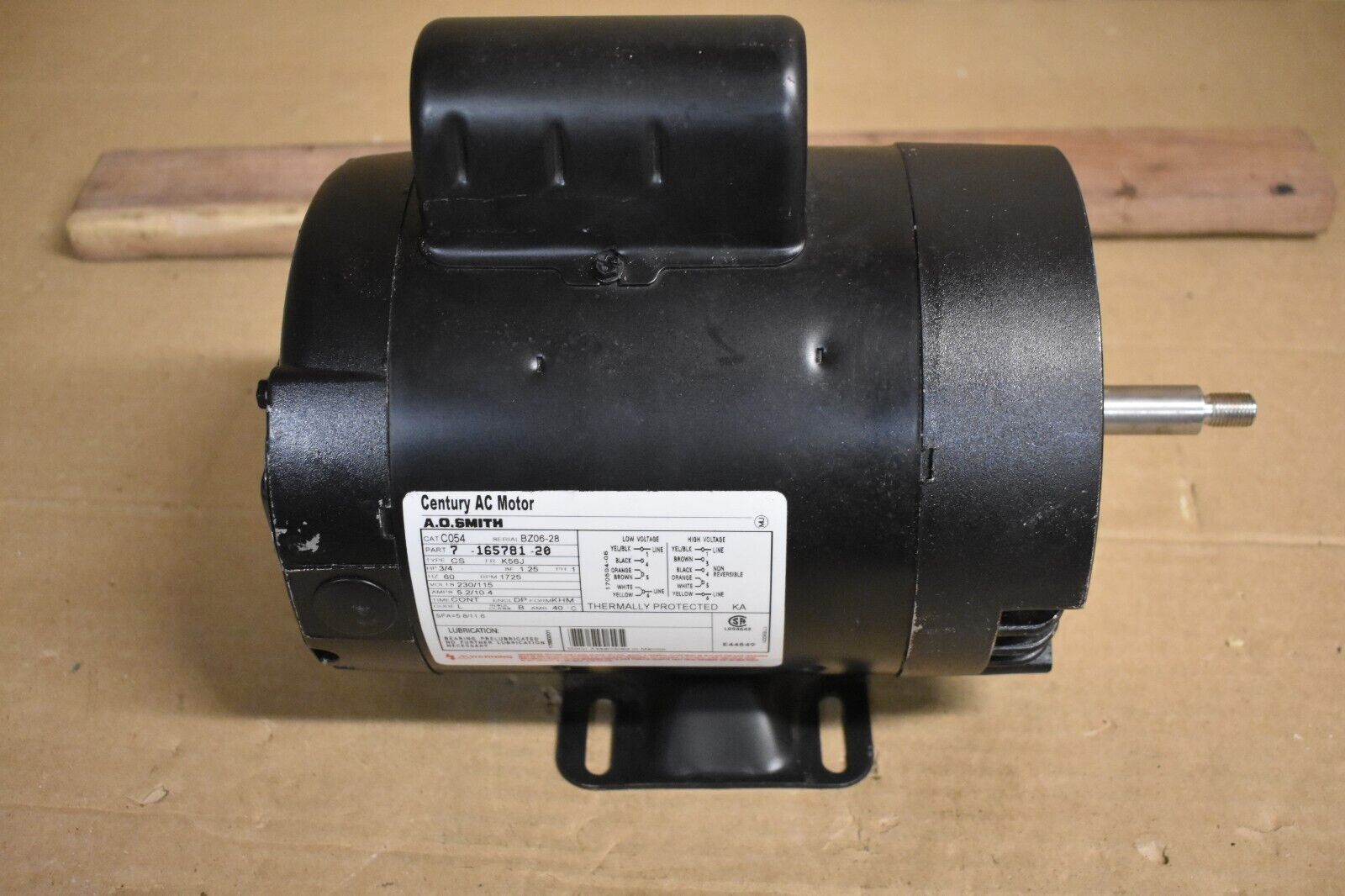 A.O.Smith 7-165781-20 Century AC Motor C054 230/115V PH1 | eBay A.O.Smith 7-165781-20 Century AC Motor C054 230/115V PH1 | eBay