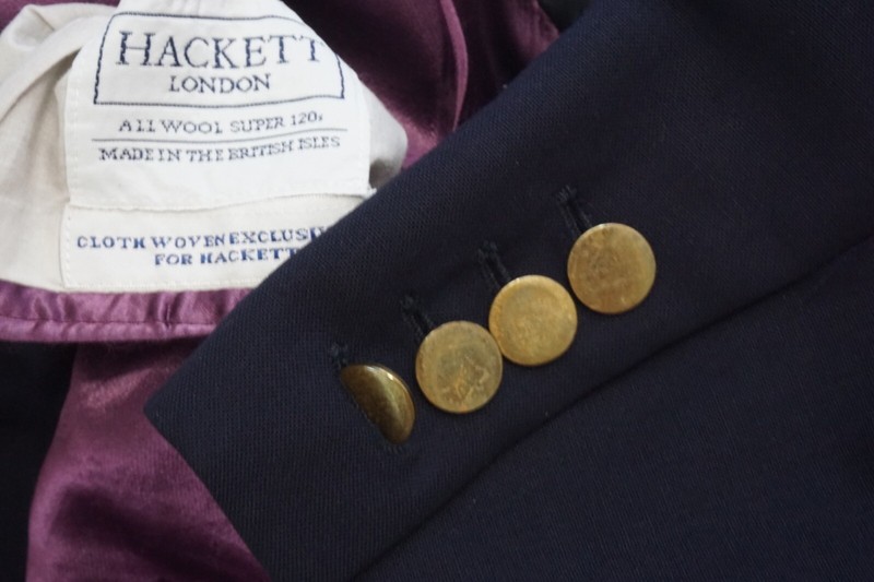 Hackett London Navy Blue Gold Btn Blazer Wool Sport Coat Jacket Sz 46L