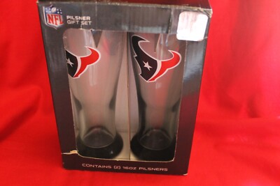HOUSTON TEXANS 2 PILSNER GLASSES 16oz OFFICIAL NFL LICENSED * PLUS 4 BONUS CUPS