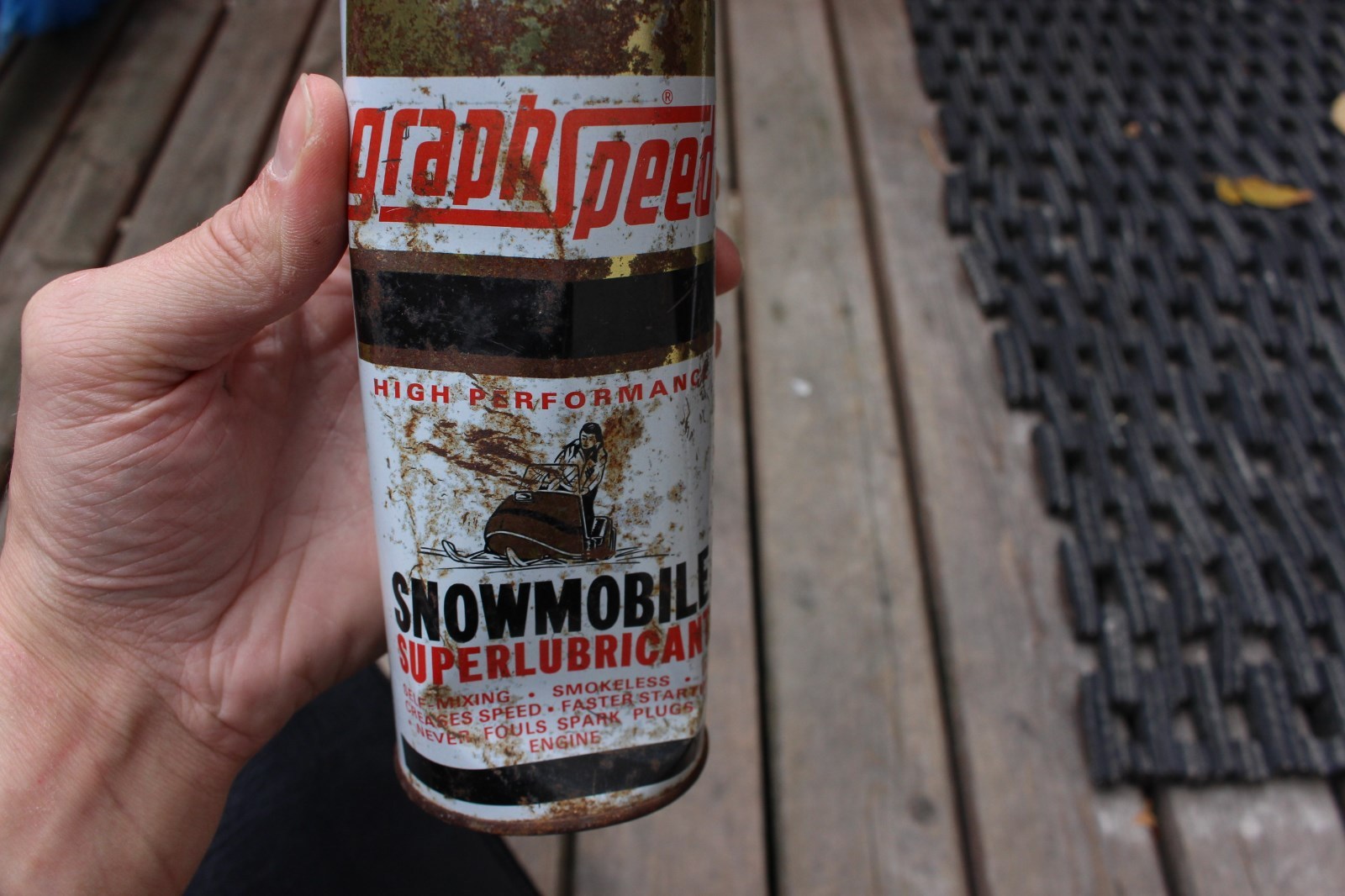 vintage advertising snowmobile graph speed motor oil can sign gas pump