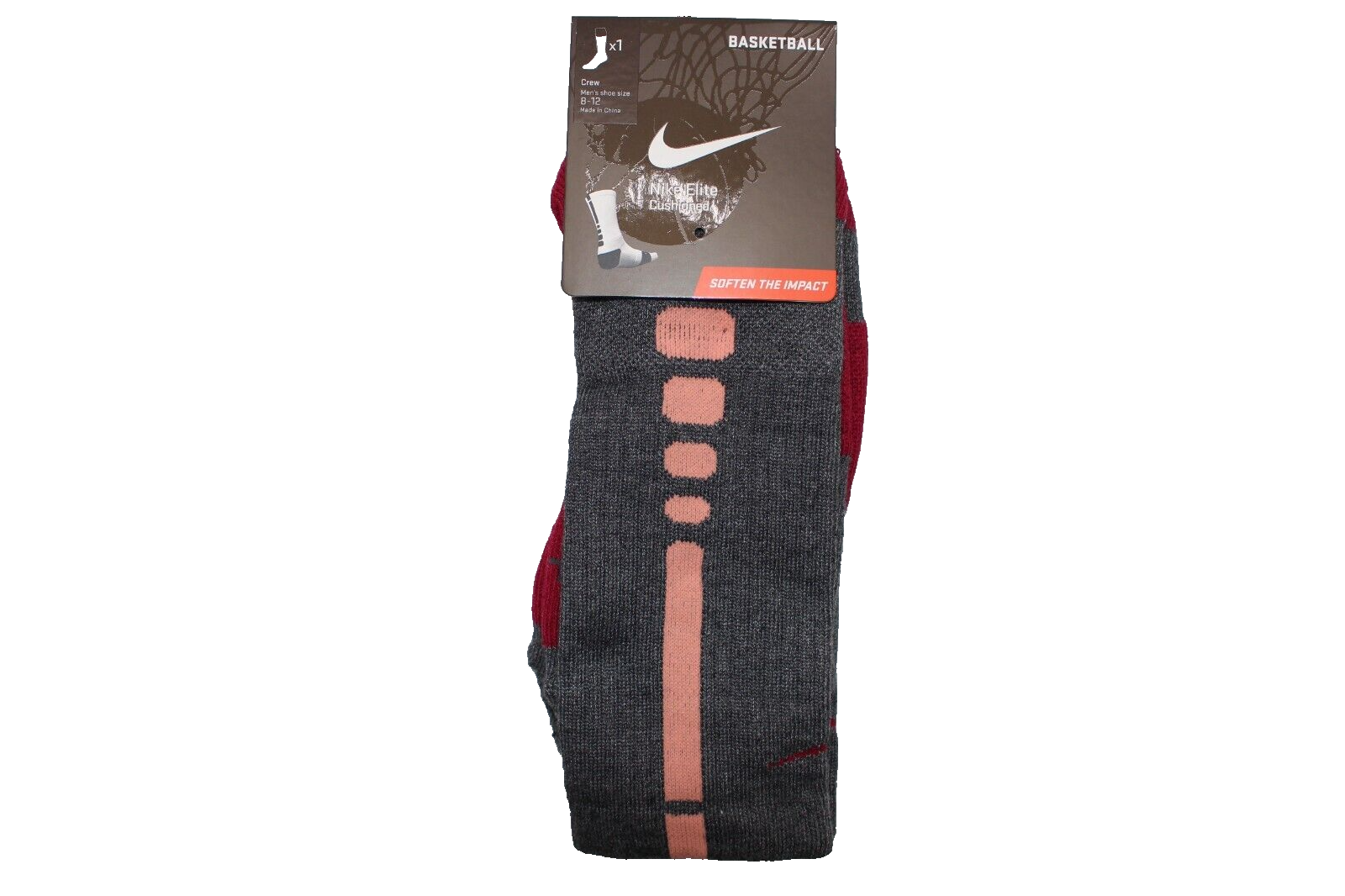 Gray/pink/maroon L 8-12 Sx3693-089 Rare Basketball Crew Socks