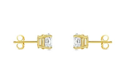 Pre-owned Shine Brite With A Diamond 2.25 Ct Round Cut Earrings Studs Solid Real 18k Yellow Gold Push Back Basket In White/colorless
