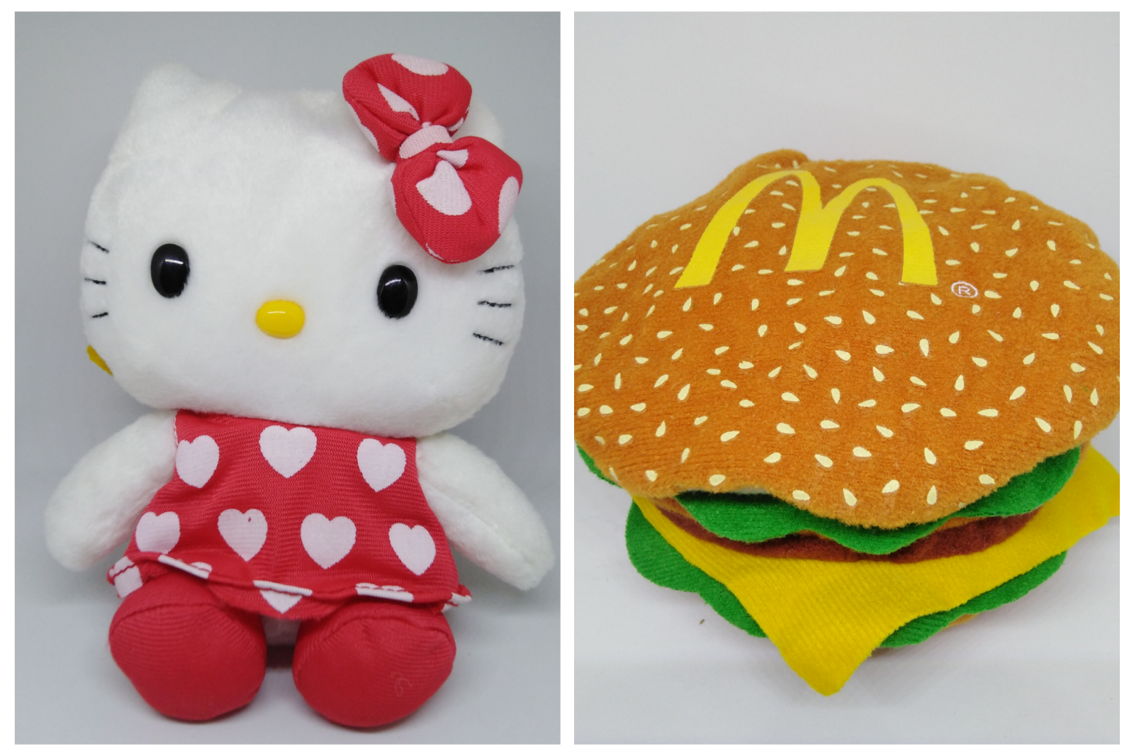 Mattel Hello Kitty Hamburger Diner Compact (4.9-in / 12.5-cm) with RARE! Vintage 2002\u200b Hello\u200b Kitty\u200b McDonald\u0027s\u200b Hamburger Reversible