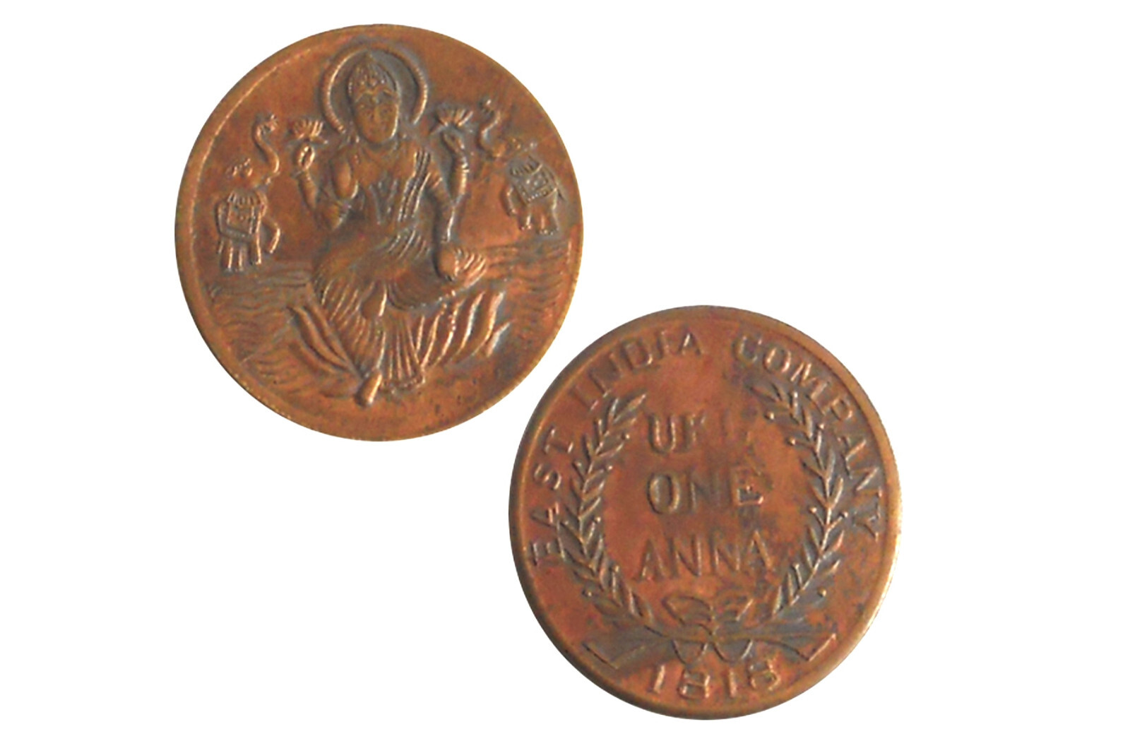 UK One Anna 1818 East India Company Laxmi Mata Antique