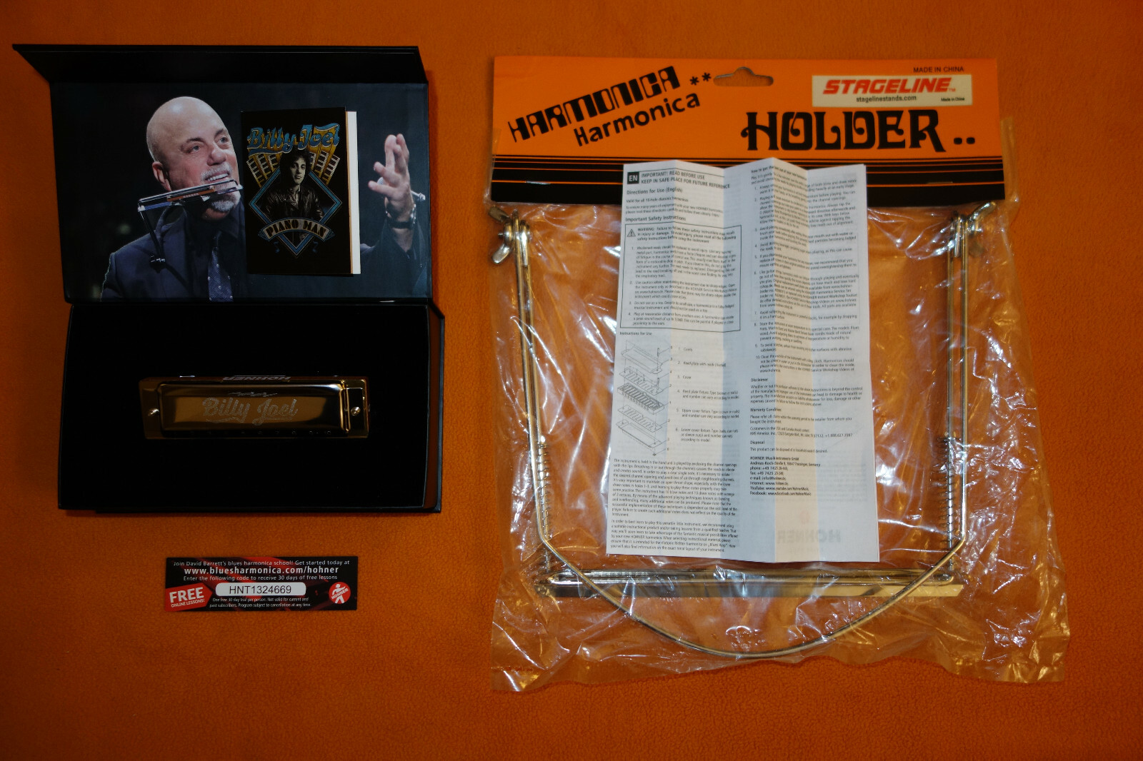 new HOHNER BILLY JOEL HARMONICA keyC w/ HARPHOLDER piano man tributefor keyboard