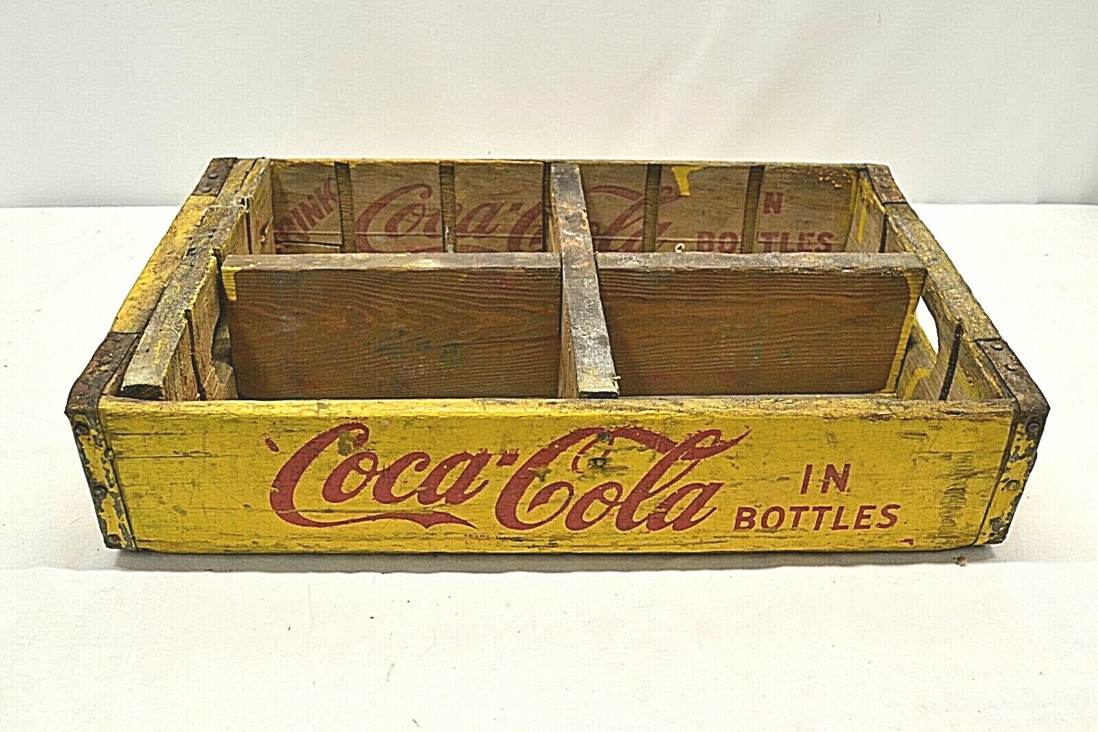 Vintage Drink Coca Cola Yellow Wood Crate | eBay