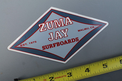 Zuma Jay Surfboards Red Grey Malibu Rare Original V67A Vintage Surfing STICKER