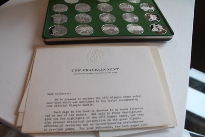 1972 summer olympic games silver medal set franklin mint proof