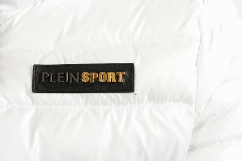 PLEIN SPORT PLEIN SPORT DAMEN WEISS MIT KAPUZE LOGO AUFDRUCK REISSVERSCHLUSS PARKAJACKE S M L