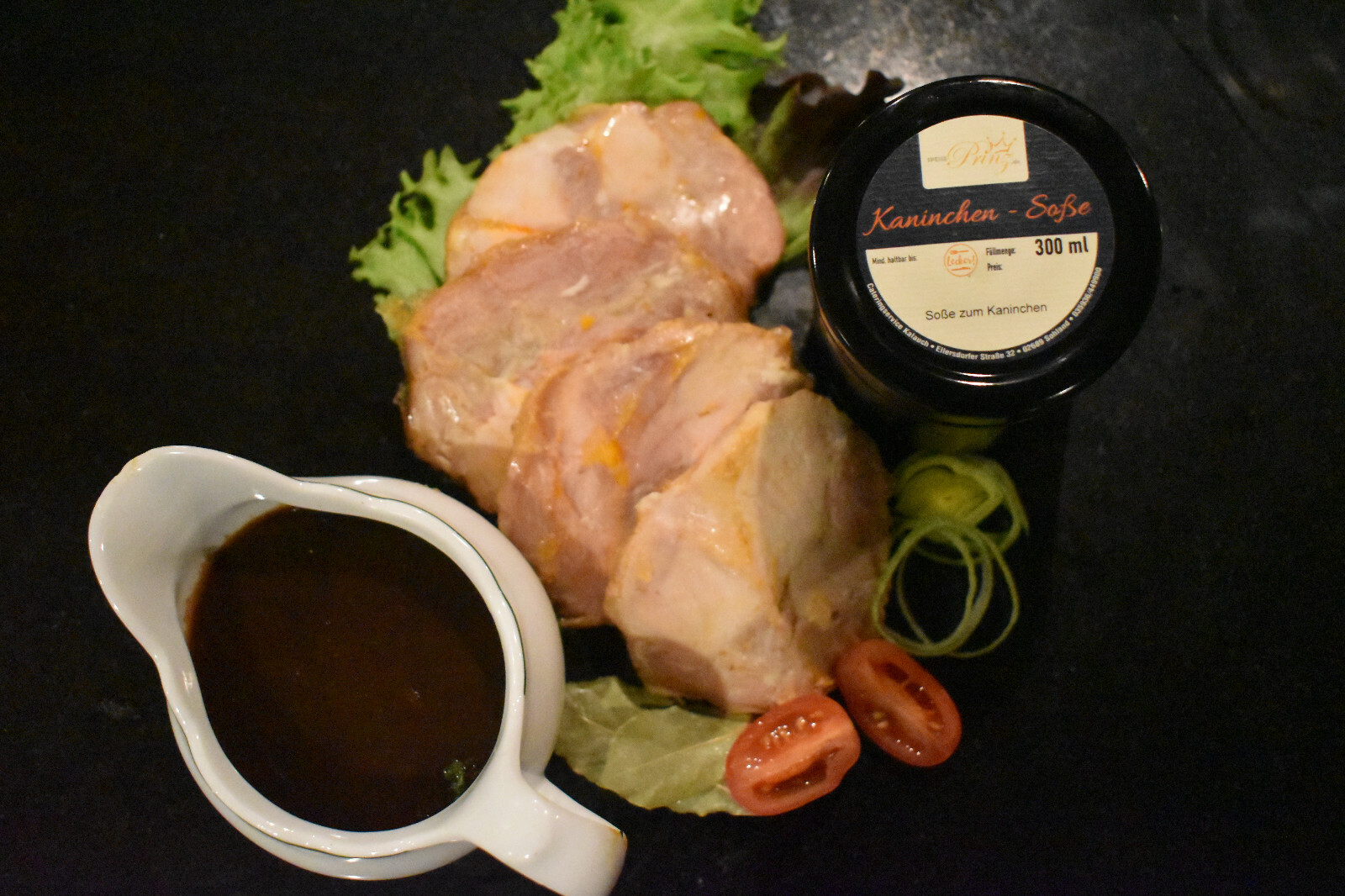 Kaninchen Rollbraten ca.150 ganz +Soße extra  Fix & Fertig 