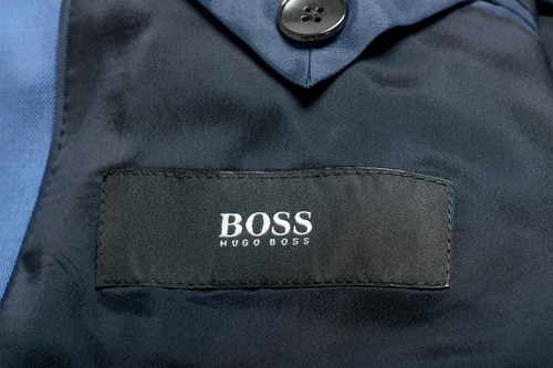 Pre-owned Hugo Boss Men's "johnstons5/lenon1" Regular Fit 100% Wool Blue Two Button Suit