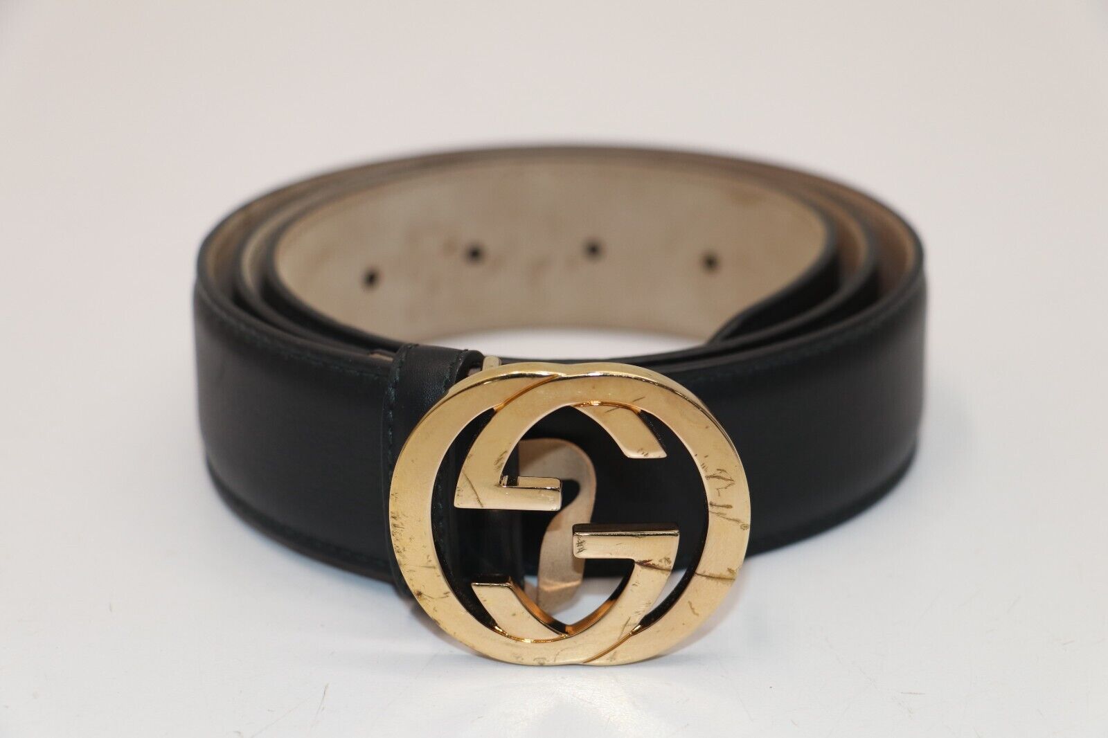 Gucci Interlocking Gold GG Belt 370543 Size 36 - Black/Brown Gucci Interlocking Gold GG Belt 370543 Size 36 - Black/Brown