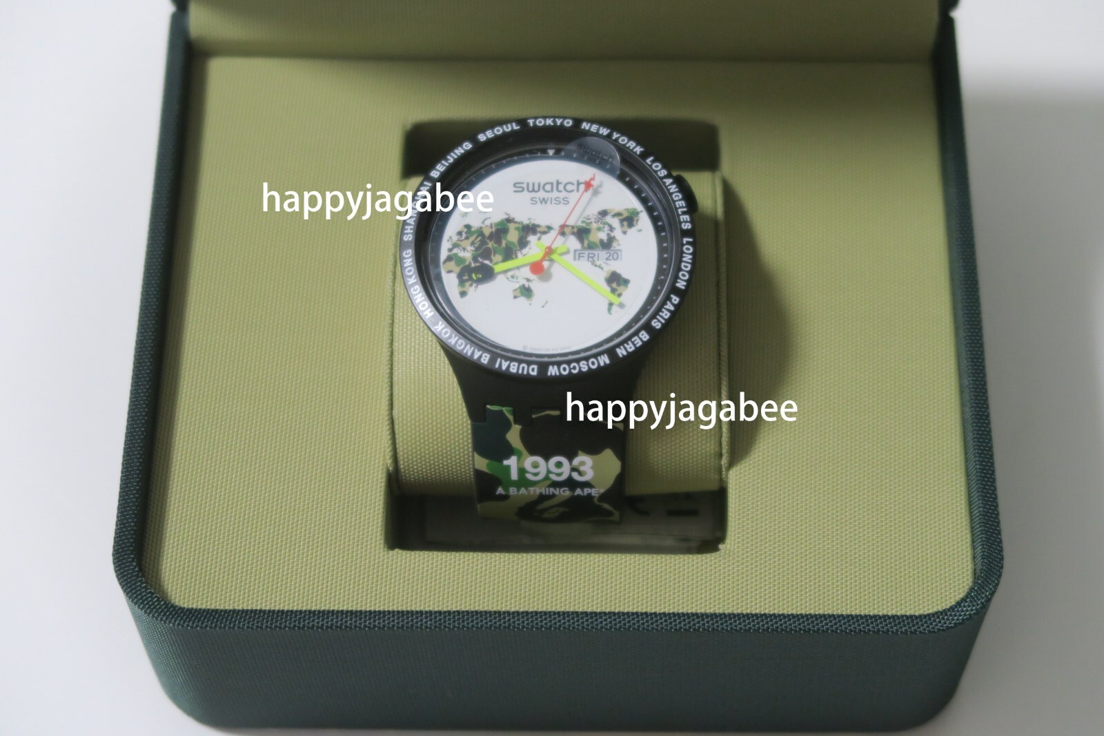 Pre-owned A Bathing Apex Swatch A Bathing Ape Bape X Swatch Global World Model In Green