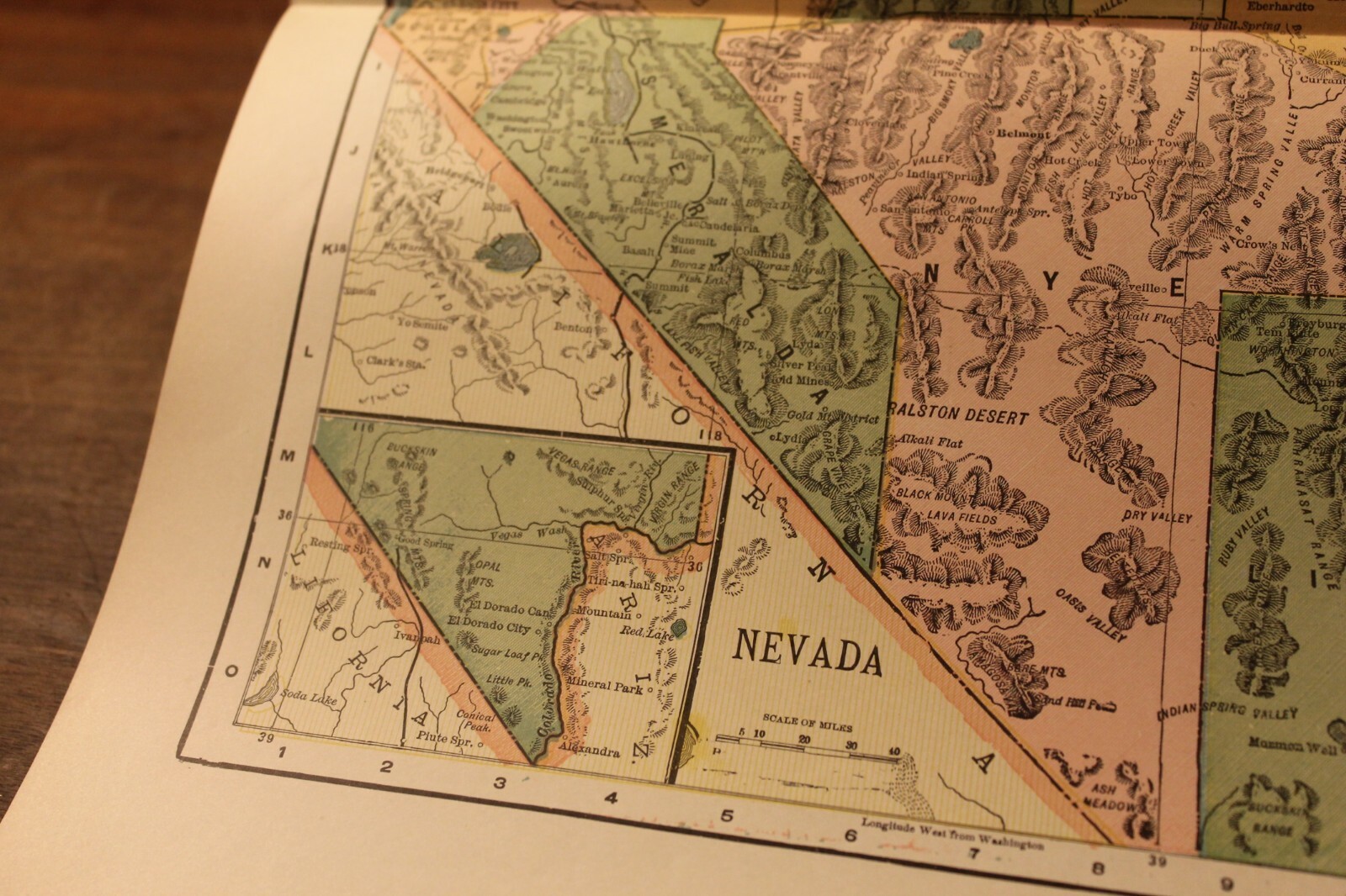 Antique 1895 Map NEVADA