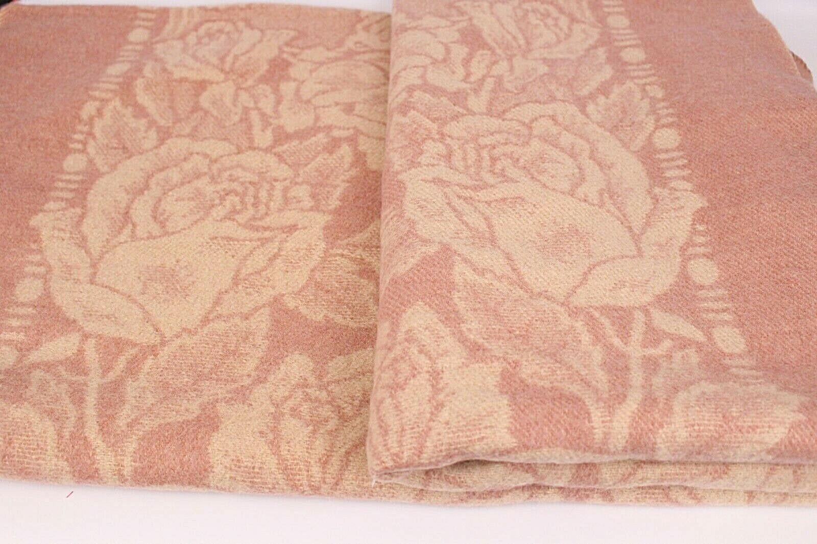 Vintage Pink Golden Dawn Floral Rose Pattern Wool Blanket 88