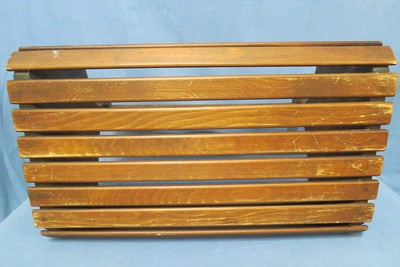 Vintage Wooden Slats Basket, Wood Tote Magazine Rack 15 3/4