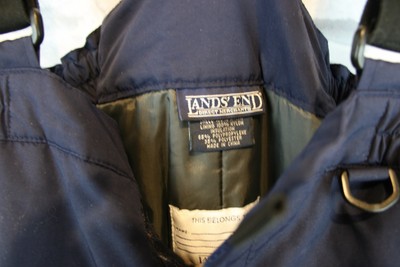 Lands' End Unisex size 8 Snow Ski Pants Ski Bibs Navy Blue Snowboard Pants EUC