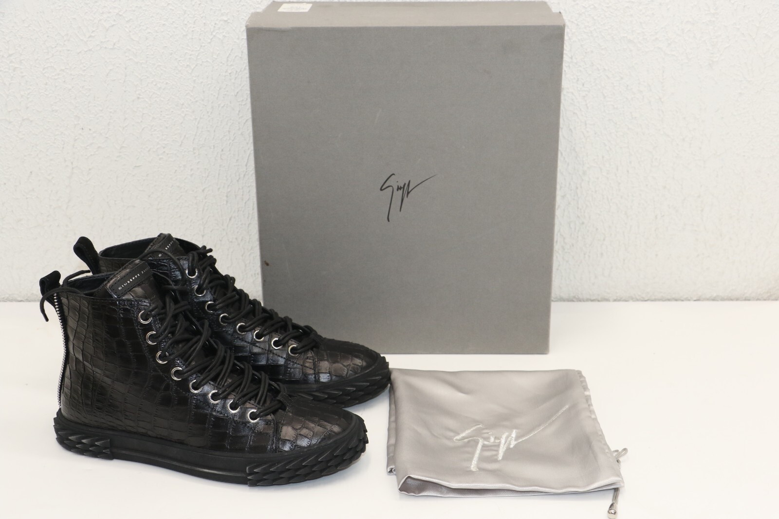 Giuseppe Zanotti Ru90035 Black High Top Sneaker Men's Size