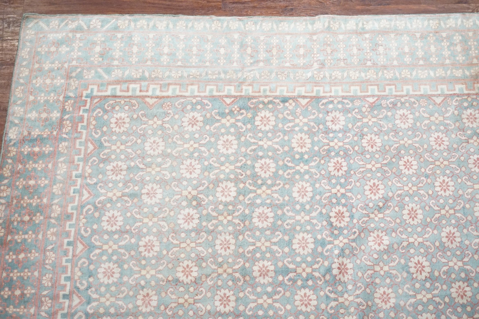 Antique 13X20 Wool & Cotton Agra Area Rug Oversized Oriental Hand Knotted Carpet