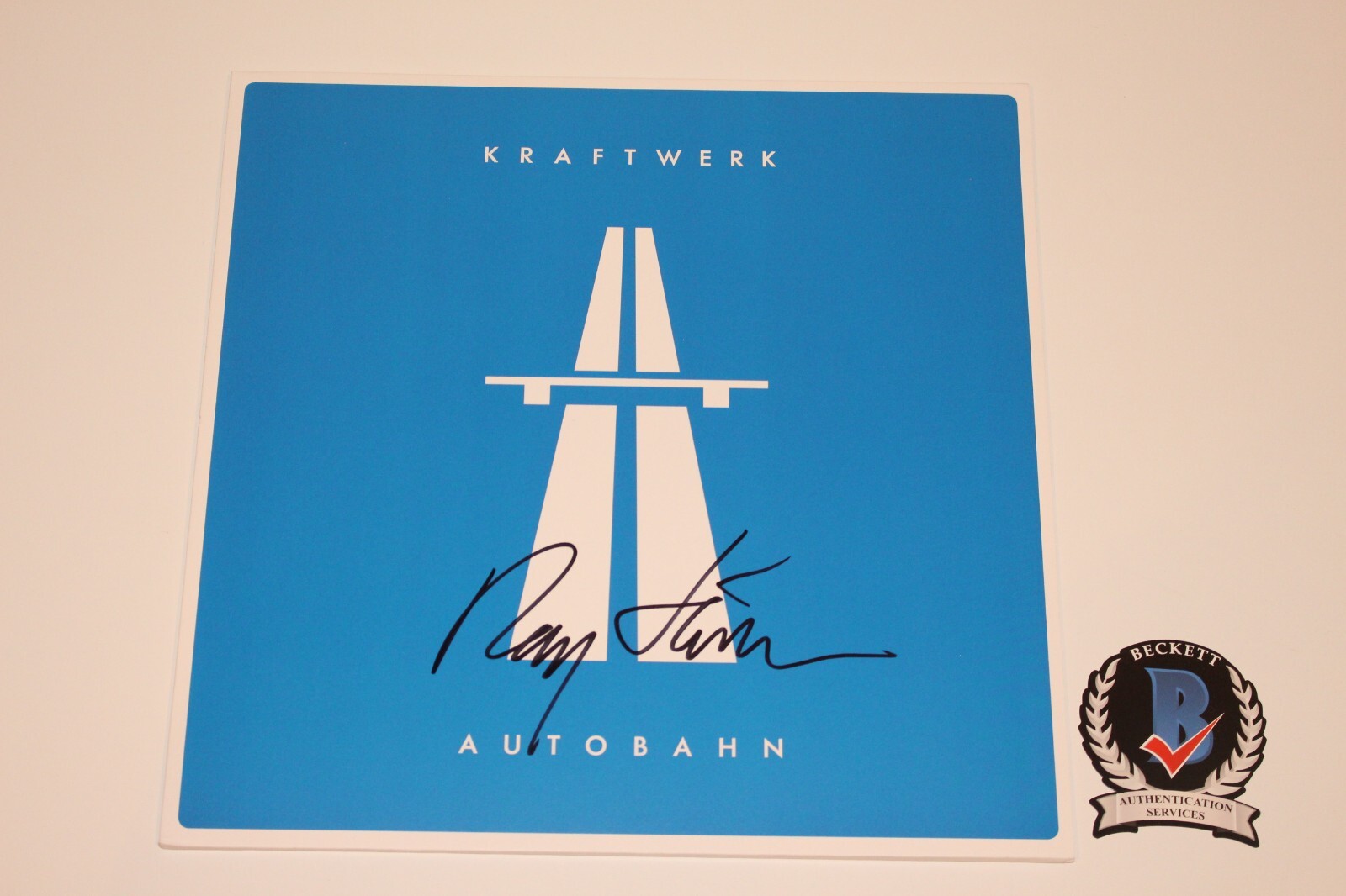 RALF HUTTER SIGNED KRAFTWERK AUTOBAHN ALBUM VINYL RECORD LP 1 BECKETT COA RALPH
