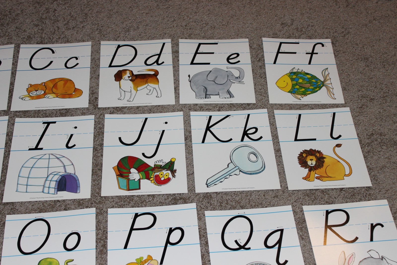 Vtg 1993 D'Nealian Alphabet and Number Teaching Cards Set 8 x 10 Home School