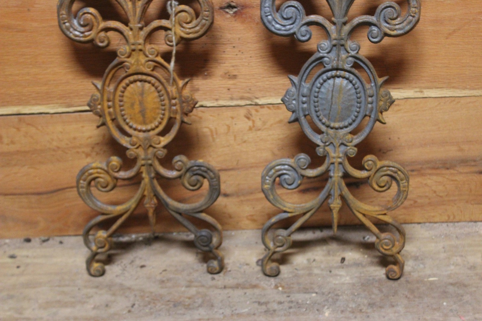 Two Victorian Cast Iron Ornate Fence or Gate Panel Antique Architectural