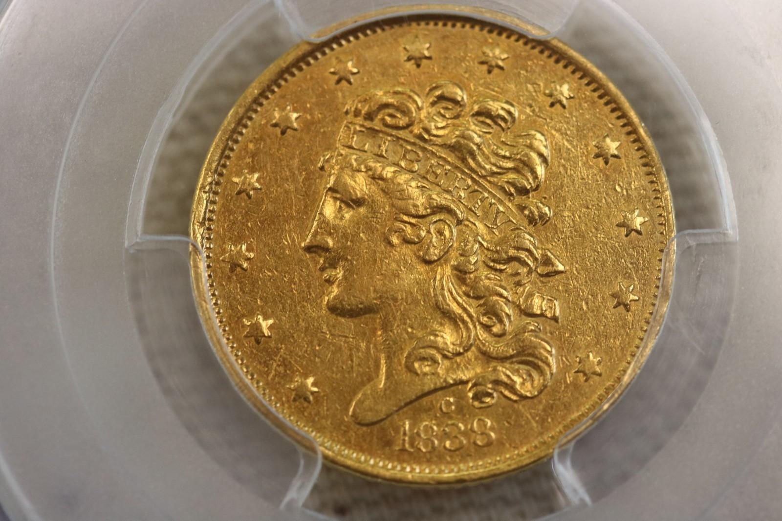 1838-C $5 Gold Coin PCGS AU