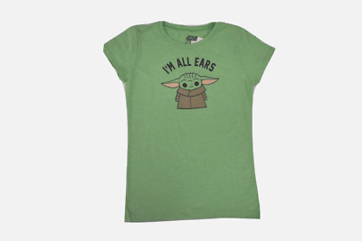 Star Wars Little Girls Mandalorian Baby Yoda I'm All Ears Funny Shirt New S, M