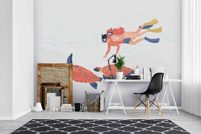 3D Turtle Lover Swim Wallpaper Wall Mural Removable Self-adhesive 222